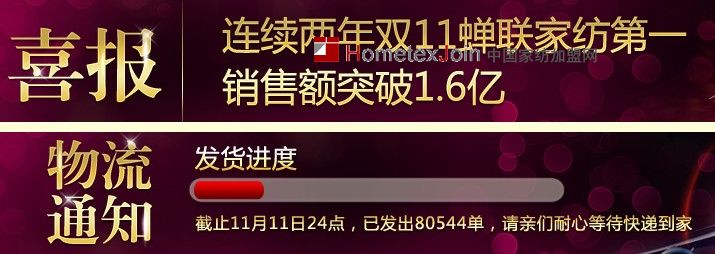 双十一罗莱家纺总成交额超过1.8亿元  领跑家纺类目