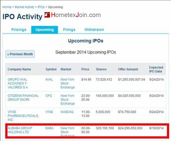 阿里巴巴将于9月19日在纽交所上市